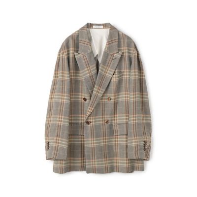 レーヨンリネンチェック　ダブルブレストジャケット