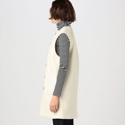 セール】 フェイクレザーコンビ クルーネックジレ （ベスト