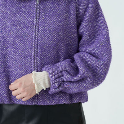 ヘリンボーンツイード ジップアップブルゾン | maison