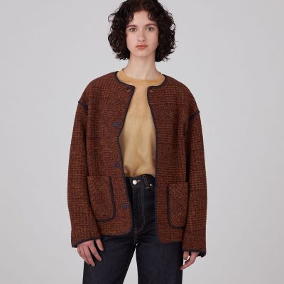 JOURNAL STANDARD TWEEDクルーネックジャケット チェックスパーク クルーネックジャケット | maison
