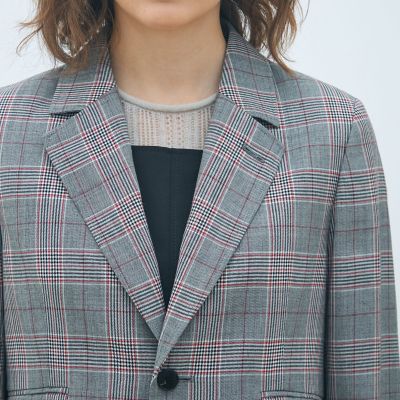ライトウールチェックシングルブレストジャケット | maison
