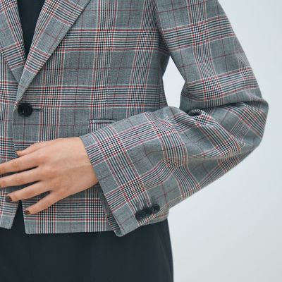 ライトウールチェックシングルブレストジャケット | maison