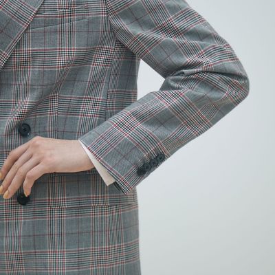 【日本製】kolor 縮絨 ウールブレンド ダブルジャケット チェック kolor】WOOL DOUBLE BREASTED JACKET -Amanojak.