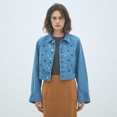 ボタニカルエンブロイダリーデニム ショートジャケット | maison