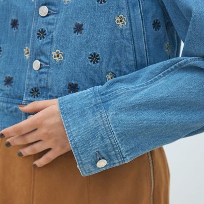 ボタニカルエンブロイダリーデニム ショートジャケット | maison