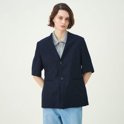 リネンレーヨンツイル ハーフスリーブジャケット | maison