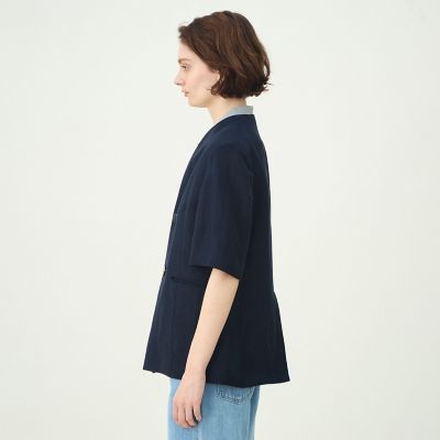 リネンレーヨンツイル ハーフスリーブジャケット | maison
