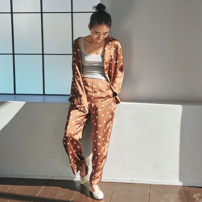 MACPHEE 金子綾 ツイード ラメ ジャケット 別注】金子綾xMACPHEE ラメミックスツイード ノーカラー