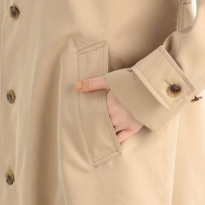 コットンポリエステルギャバジン　ステンカラーコート