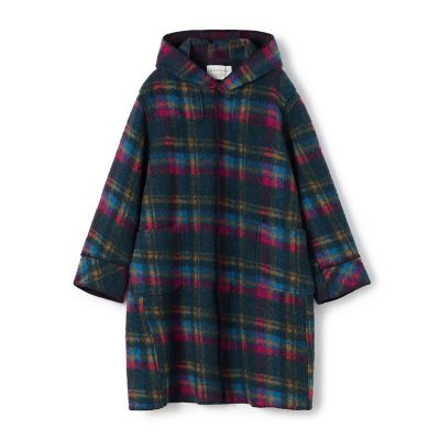 ＜maison TOMORROWLAND＞シルバーチェック　フーデッドコート