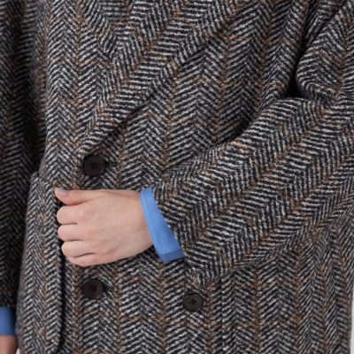 へリンボンスライバー　ダブルブレストコート