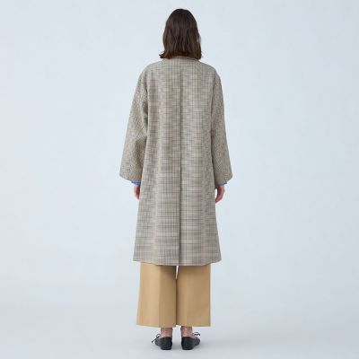 コットンリバーチェック　ダブルブレストコート