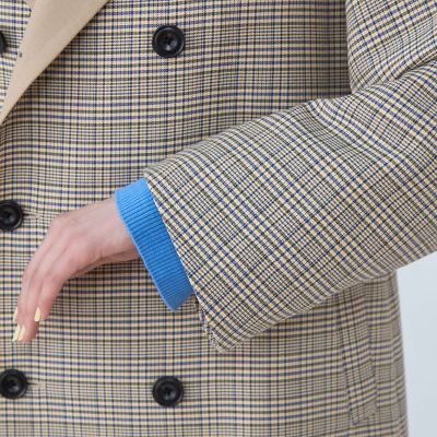 コットンリバーチェック　ダブルブレストコート