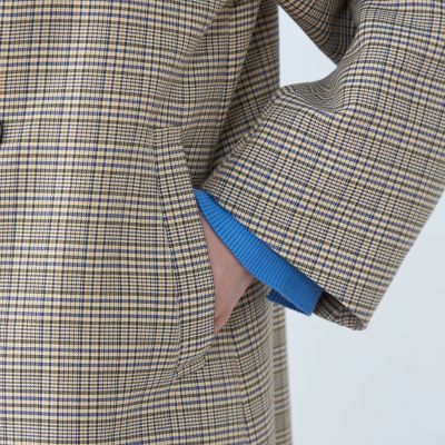 コットンリバーチェック　ダブルブレストコート
