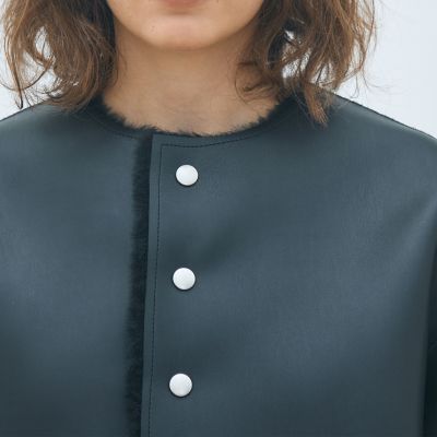 ムートンリバーシブルショートコート 予約商品10月中旬以降順次お届け】フェイクムートン