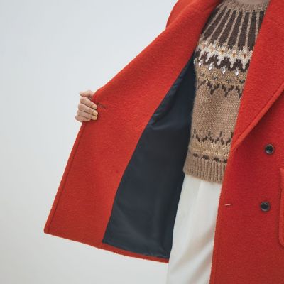 未使用級❤️24AW ブークレーボンディング ダブルブレストコート　ネイビー ブークレーボンディング ダブルブレストコート | maison TOMORROWLAND