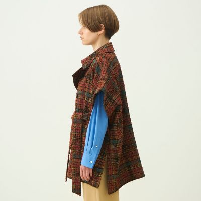 MARC JACOBS 赤黒ベージュ チェック ケープ コート ジャケット ジャカード ケープコート | maison TOMORROWLAND/メゾン