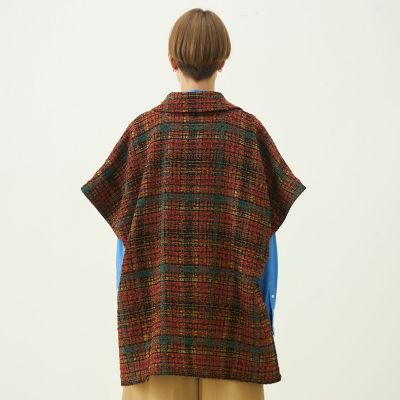 MARC JACOBS 赤黒ベージュ チェック ケープ コート ジャケット ジャカード ケープコート | maison TOMORROWLAND/メゾン