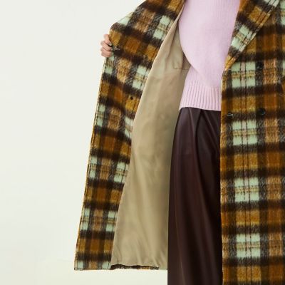 予約商品11月下旬以降順次お届け】シャギーチェック ダブルブレスト