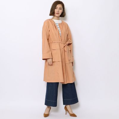 コットンナイロンポプリン　ノーカラーコート