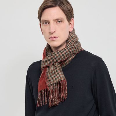 ＜MACKINTOSH LONDON (Men)＞ベビーアルパカ　リバーシブル千鳥マフラー