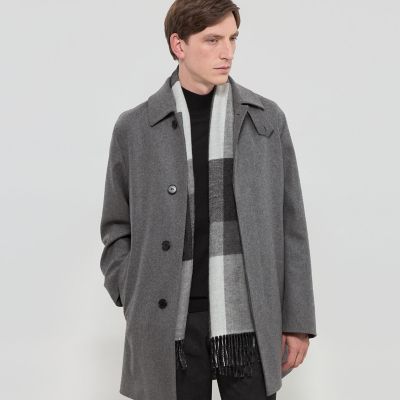 ＜MACKINTOSH LONDON (Men)＞ベビーアルパカ　リバーシブルパネルチェックマフラー