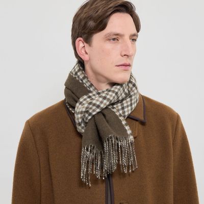 ＜MACKINTOSH LONDON (Men)＞ベビーアルパカ　リバーシブルガンクラブチェックマフラー