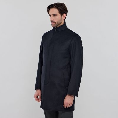 美品 バーバリーロンドン ウール スタンドカラーブルゾン カシミヤ混 黒 M DUNFORD STAND COLLAR】ウールカシミヤビーバースタンドカラーコート