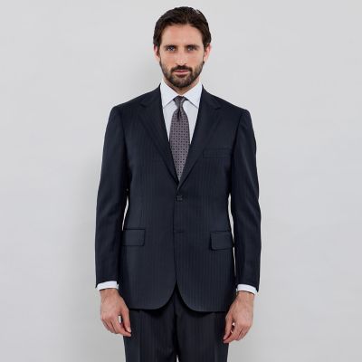 高級 イタリア製 マッキントッシュ ストライプ 濃紺 SUPER 170’s OX BRIDGE】【DORMEUIL／ドーメル】シャドー
