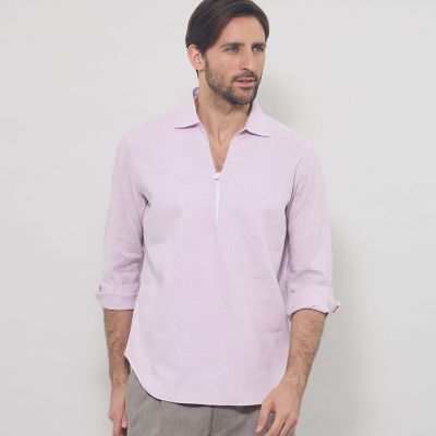 美品 マッキントッシュロンドン 麻100% 半袖 リネン シャツ ネイビー 38 ストレッチリネンカプリシャツ | MACKINTOSH LONDON (Men