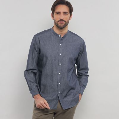 ＜MACKINTOSH LONDON (Men)＞ノンツイストコットンデニムバンドカラーシャツ