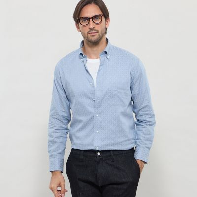 Mackintosh MACKINTOSH LONDON (Men)/マッキントッシュ ロンドン【LEON掲載】マイクロアンドリュージャカードボタンダウンシャツ 24ブルー5 トップス【三越伊勢丹/公式】
