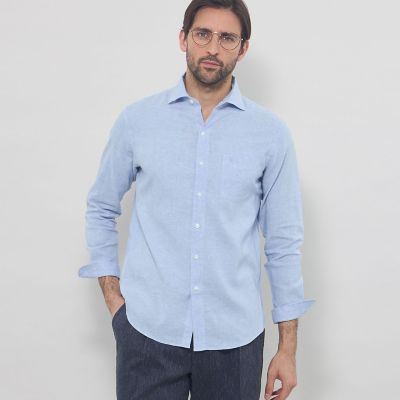 ＜MACKINTOSH LONDON (Men)＞ストレッチリネンワイドカラーシャツ