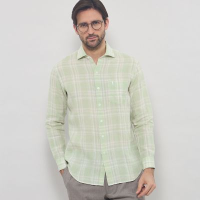 ＜MACKINTOSH LONDON (Men)＞リネンチェックワイドカラーシャツ