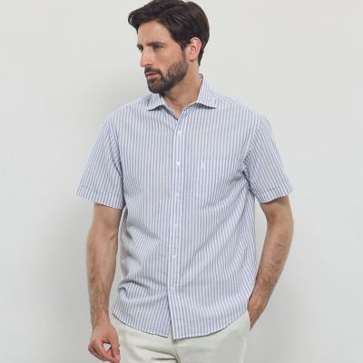 ＜MACKINTOSH LONDON (Men)＞パナマサッカーストライプ　半袖ワイドカラーシャツ