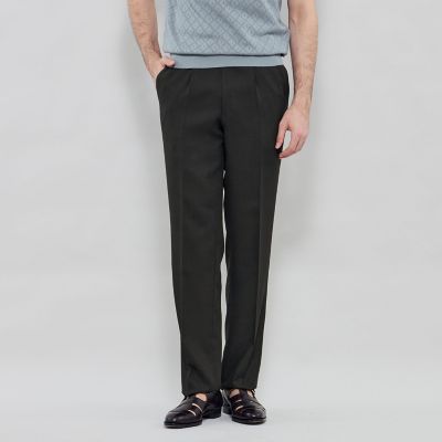 Adjustable Fit】ドビー1プリーツスラックス
