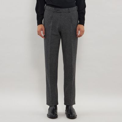 Adjustable Fit】ネップツイードストレッチスラックス
