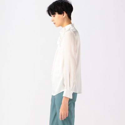 シルクサテンコンビ　ボウタイブラウス