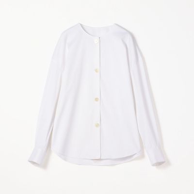 ストレッチブロード　ノーカラーシャツ