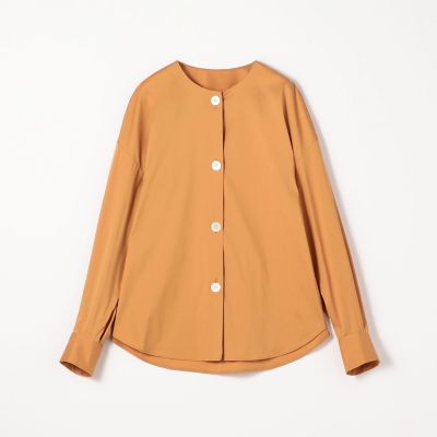 ストレッチブロード　ノーカラーシャツ