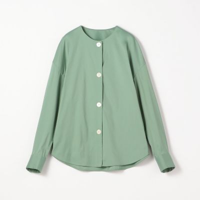 ストレッチブロード　ノーカラーシャツ