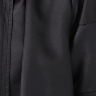 グロッシーポリエステル　ボウタイブラウス