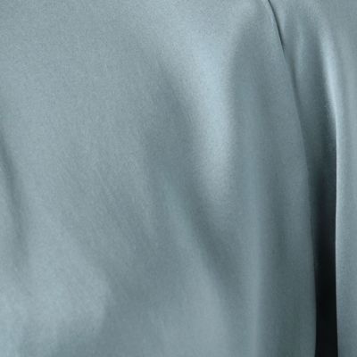 ウォッシャブルサテン　アシンメトリーボウタイブラウス