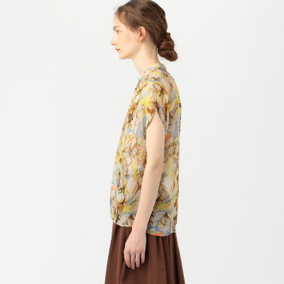 WEB限定】ピクトリカルフラワープリント フレンチスリーブブラウス