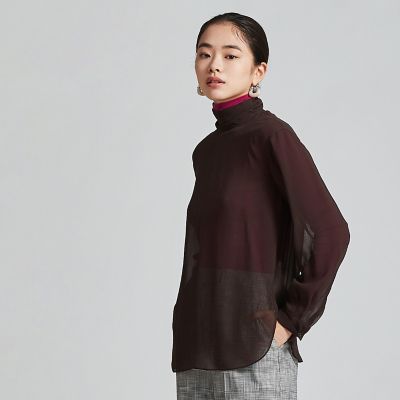 ＜maison TOMORROWLAND＞シルクシフォンフラット　ハイネックブラウス