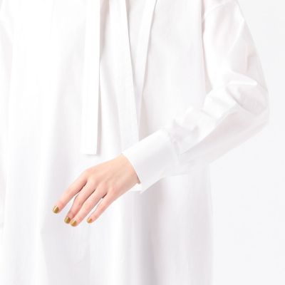 コンパクトコットンブロード　ボウタイブラウス