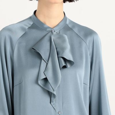ウォッシャブルシルクサテン ボウタイブラウス | maison