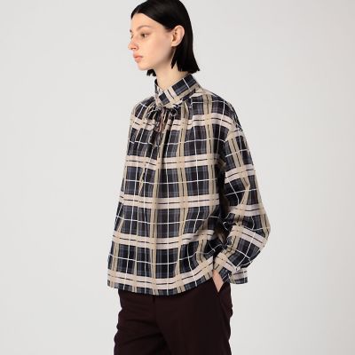 シアータータンチェック ハイネックブラウス | maison TOMORROWLAND