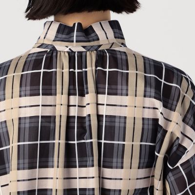 美品✨　トゥモローランド　シアータータンチェック ハイネックブラウス　長袖　36 美品✨ トゥモローランド シアータータンチェック ハイネック