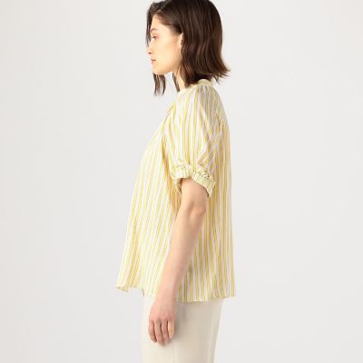 トラックストライプ パフスリーブブラウス | maison